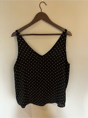 LOFT Black Polka Dot V-Neck Camisole